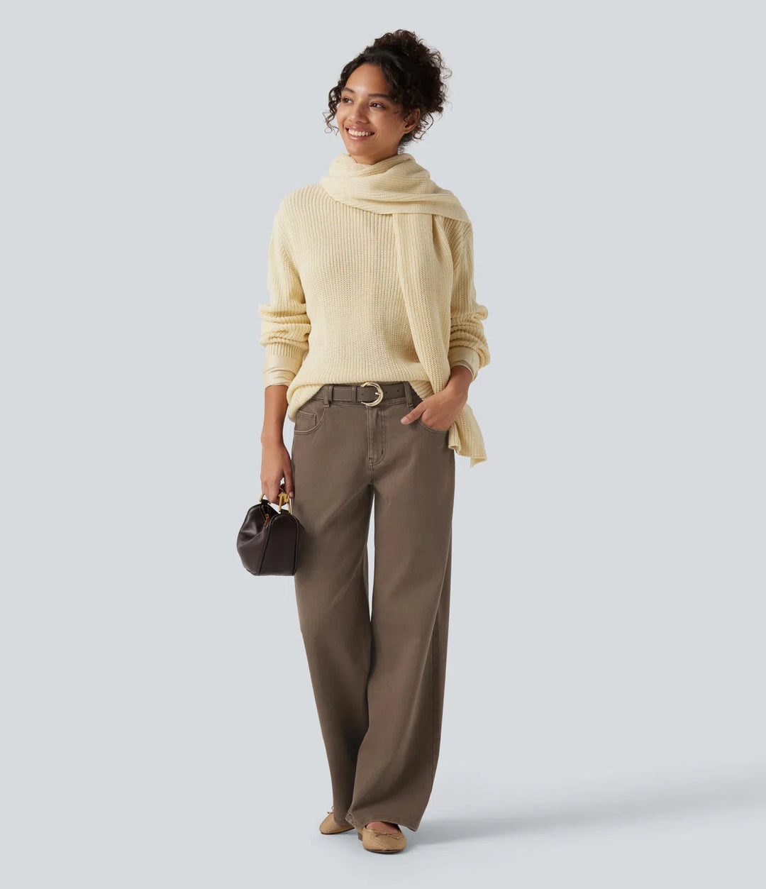Halara Flex Low Rise Wide Leg Casual Jeans with Pockets