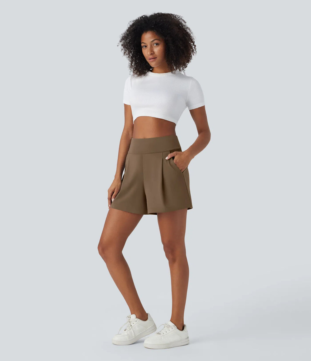 DayStretch High Waisted Work Baggy Shorts 4&