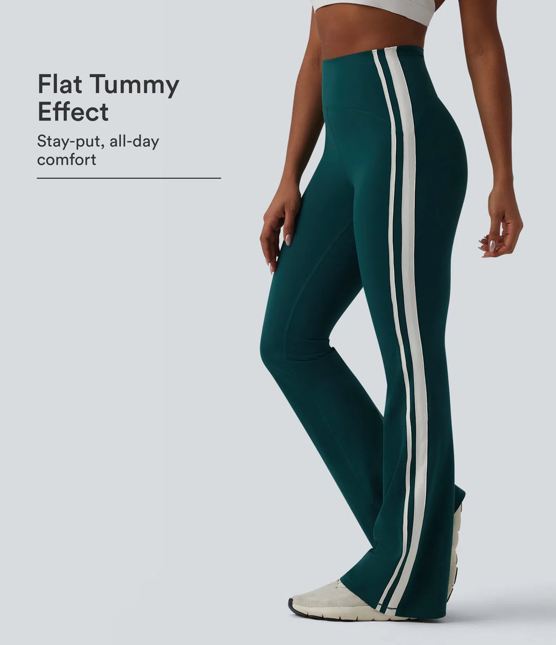 Halara UltraSculpt High-waisted Tummy Control Side Stripe Yoga 7/8 Flare Leggings