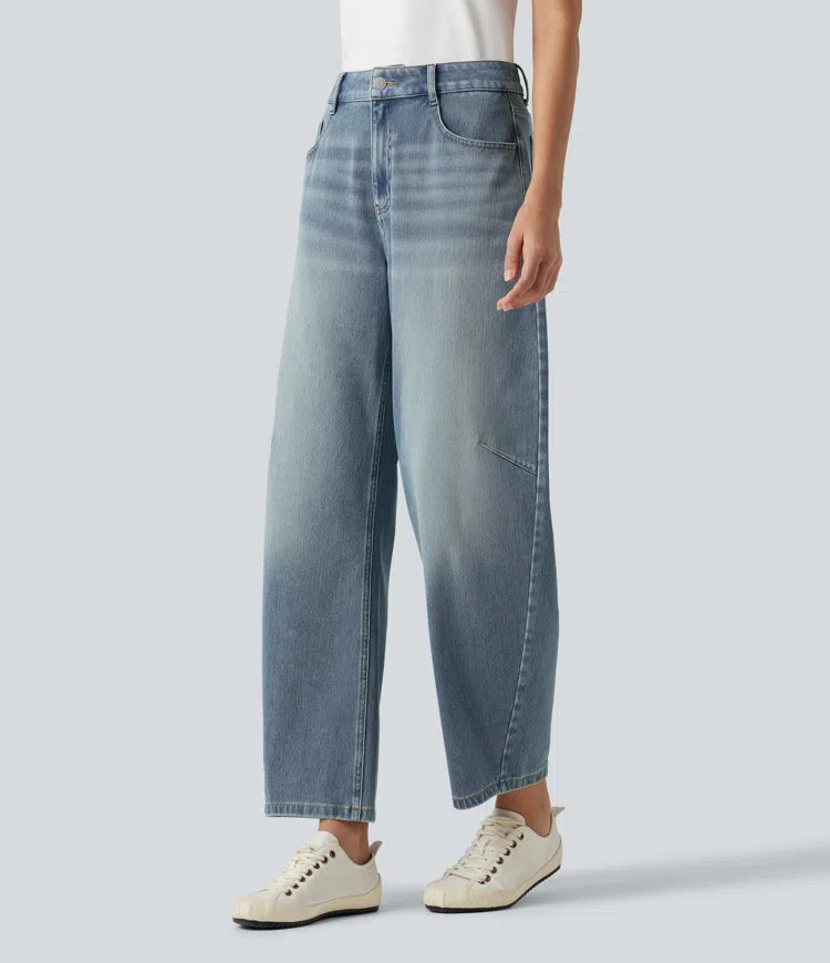 Halara Flex High-waisted Casual Barrel Leg Jeans with Pockets