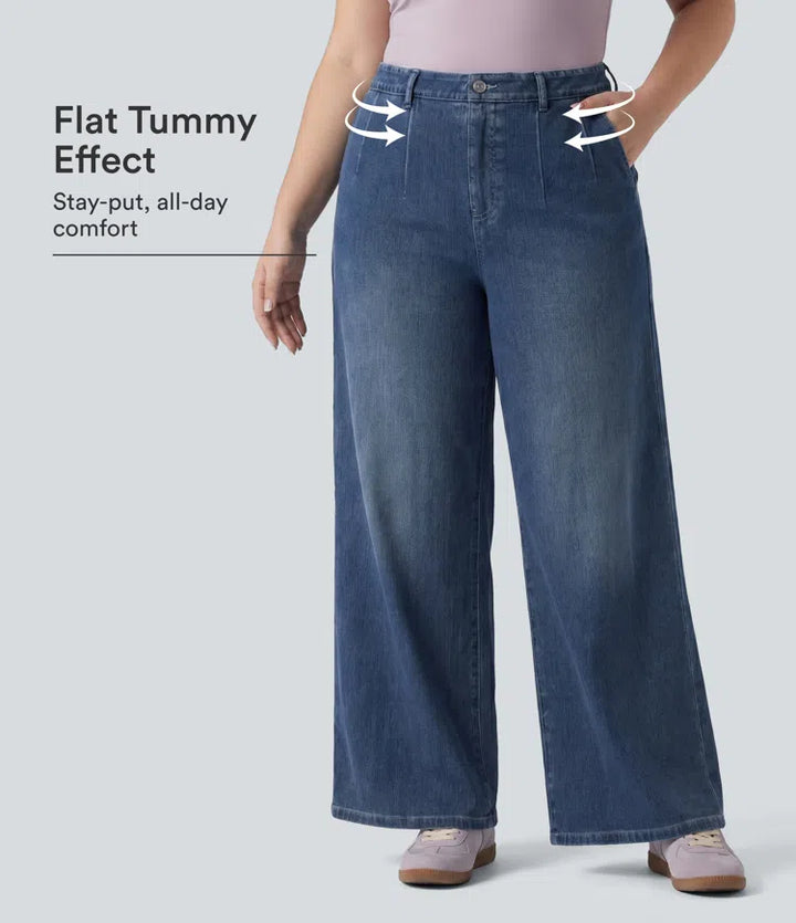Halara Flex Plus Size High Waisted Tummy Control Wide Leg Casual Jeans with Pockets