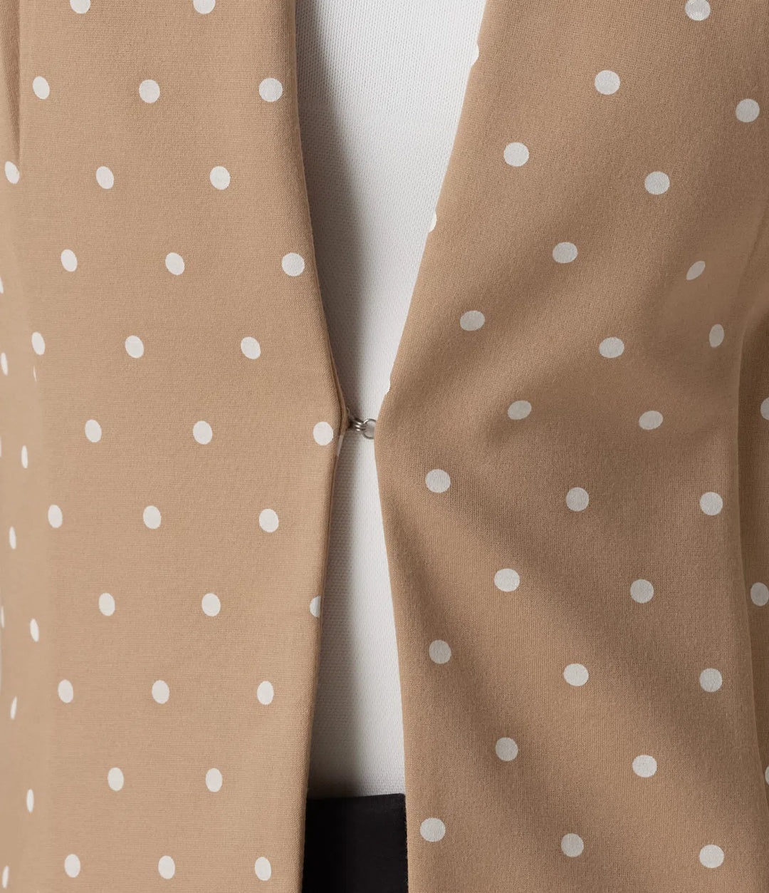 Round Neck Curved Hem Polka Dot Long Sleeve Work Blazer
