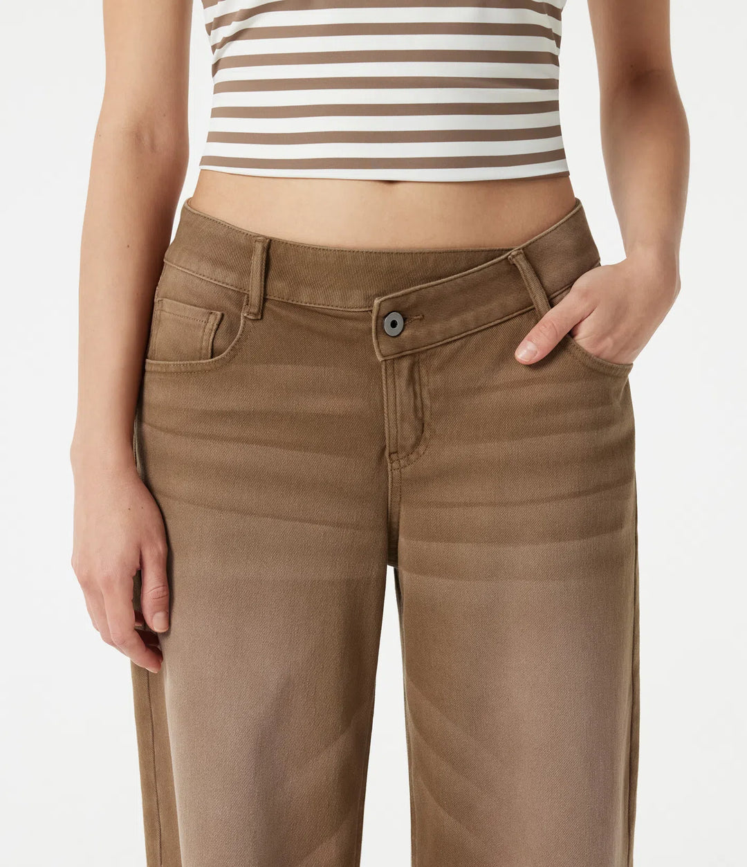 Halara Flex Asymmetric Low Rise Wide Leg Colorful Washed Casual Jeans with Pockets