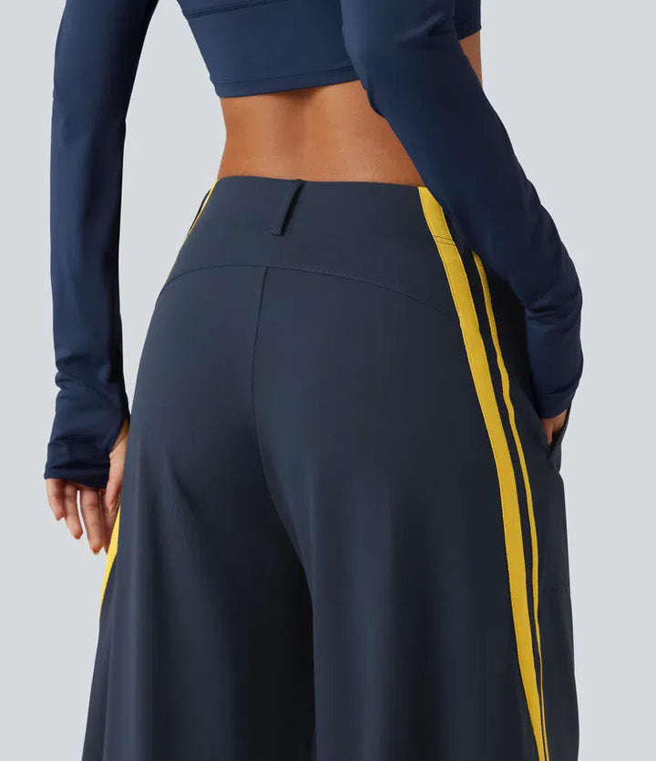 High Waisted Color Block Side Stripe Barrel Dance Pants with Pockets