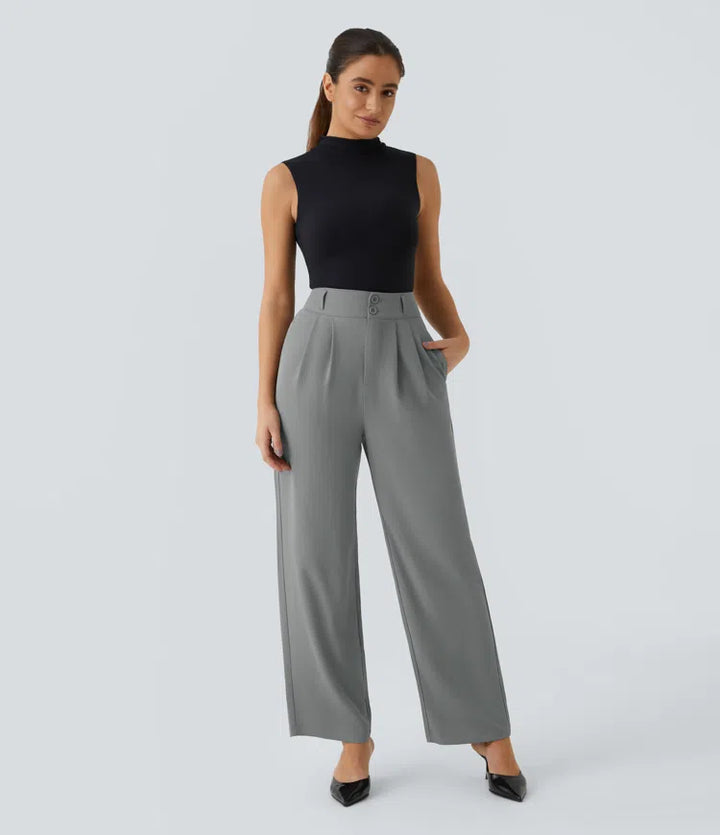 Halara Flex High Waisted Zipper Pocket Shirred Straight Leg Work Pants