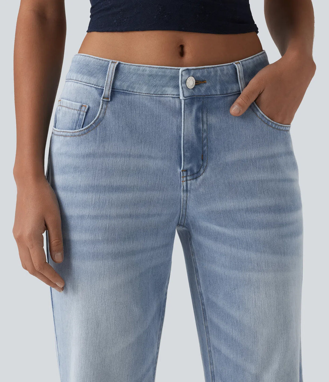 Halara Flex Low Rise Flare Washed Casual Jeans with Pockets