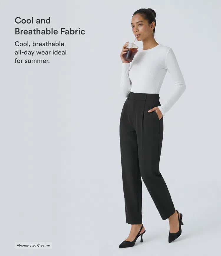 Halara Flex High Waisted Pocket Solid Work Tapered Pants