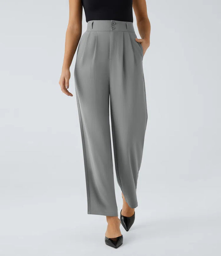 Halara Flex High Waisted Zipper Pocket Shirred Straight Leg Work Pants