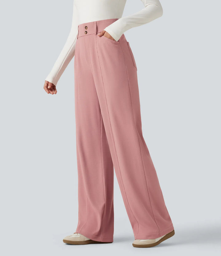 Halara Flex High Waisted Straight Leg Waffle Work Pants with Pockets