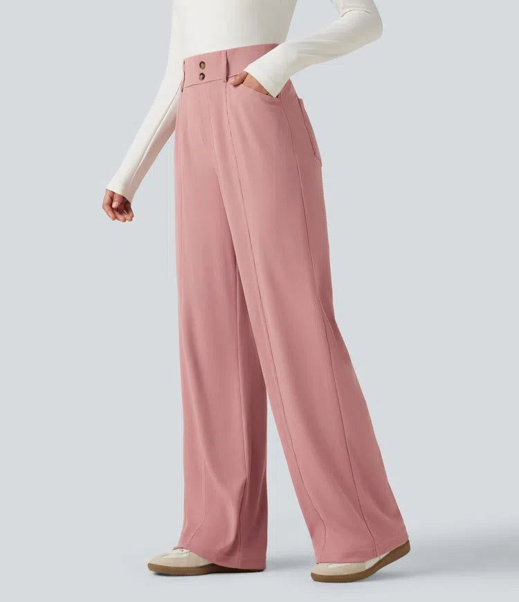 Halara Flex High Waisted Straight Leg Waffle Work Pants with Pockets