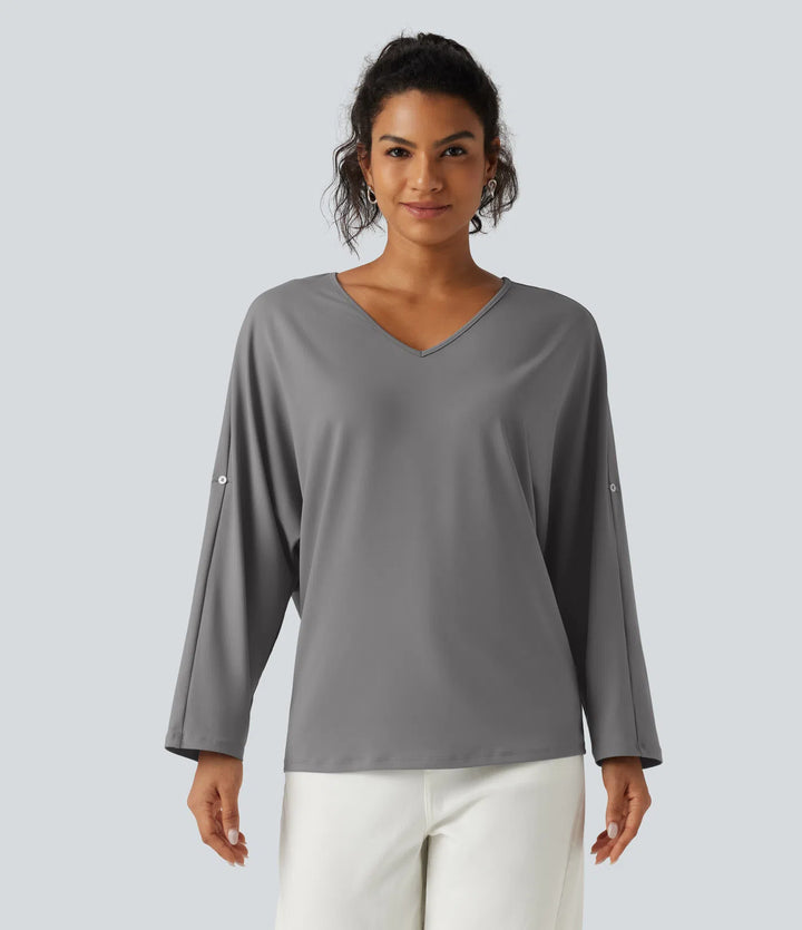 V Neck Long Sleeve Work Blouse