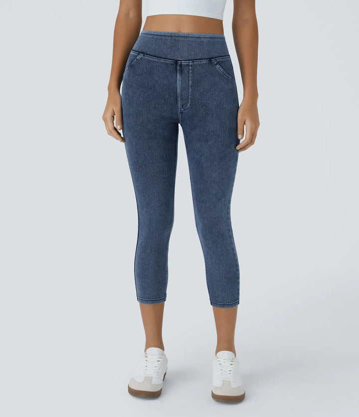 Halara Flex High Waisted Pocket Denim Capri Casual Leggings
