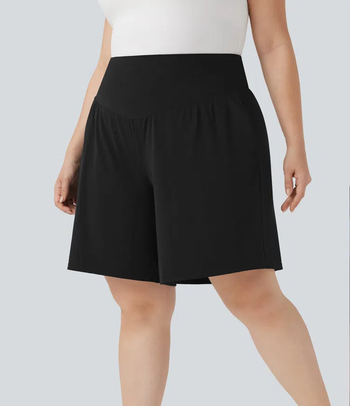Plus Size SoftlyZero Airy High Waisted InstantCool Yoga Bermuda Shorts with Pockets