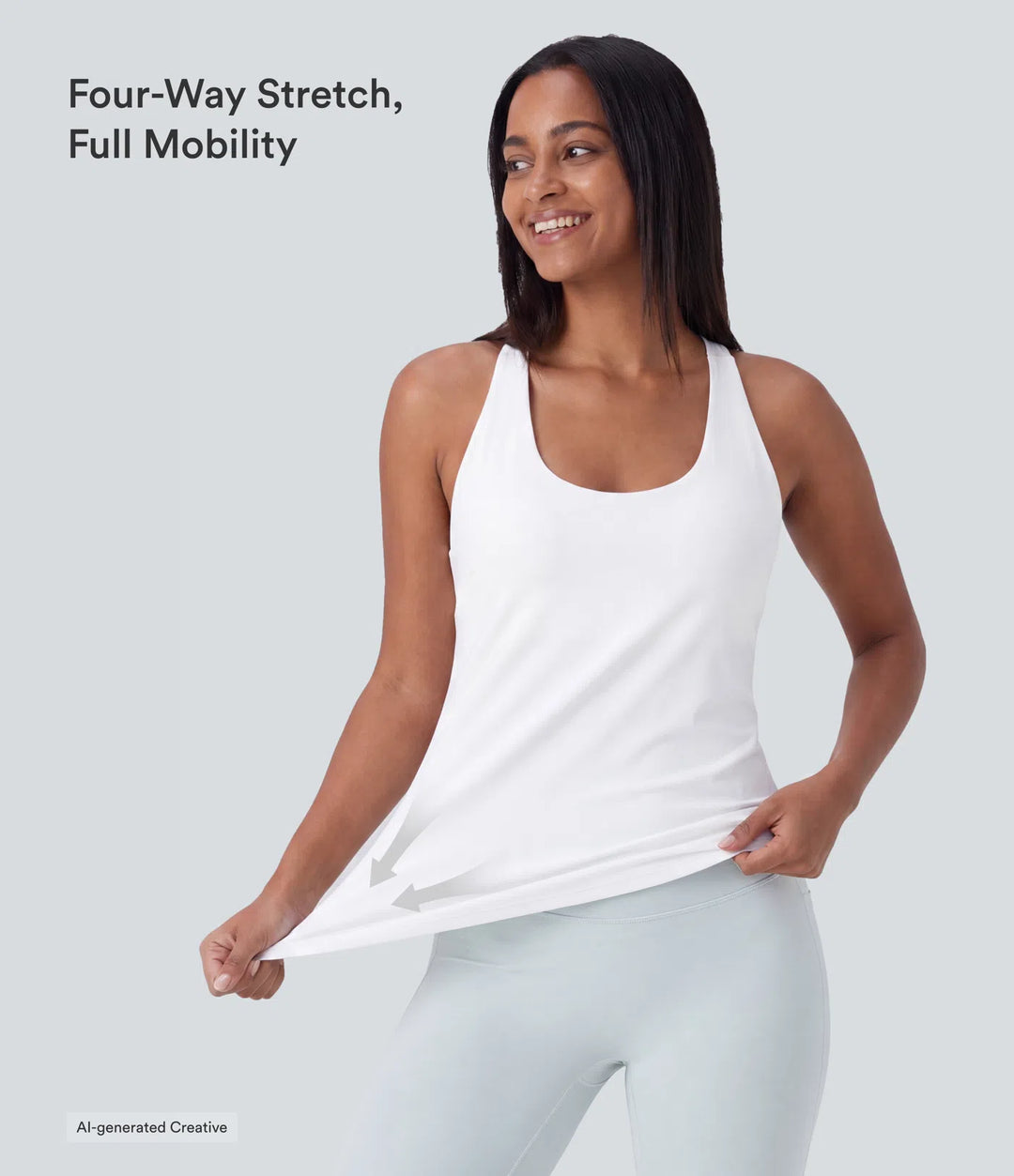 U Neck Curved Hem InstantCool Yoga Tank Top-UPF50+