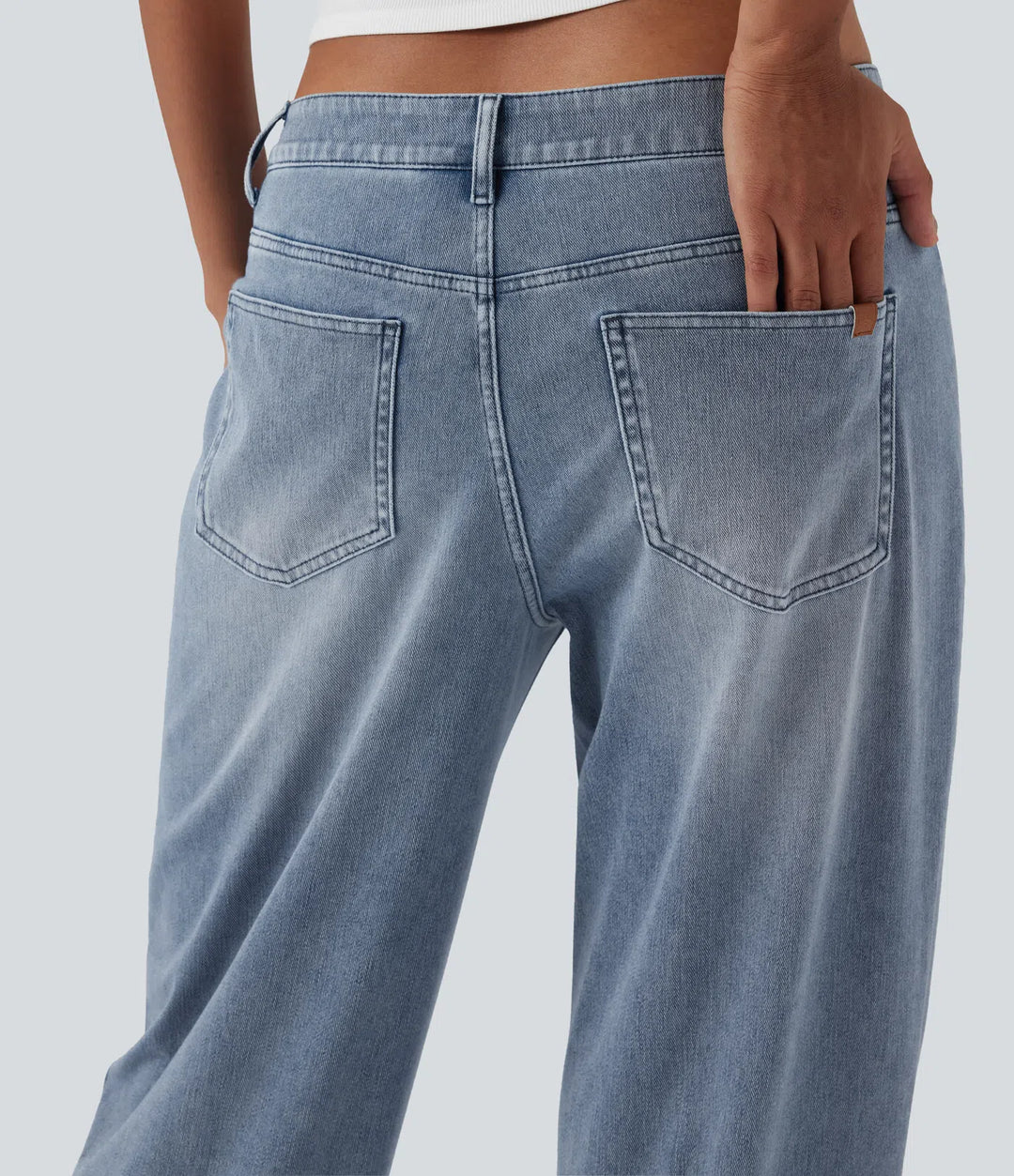 Halara Flex Mid Rise Straight Leg Casual Jeans with Pockets