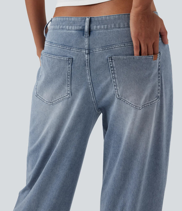 Halara Flex Mid Rise Straight Leg Casual Jeans with Pockets