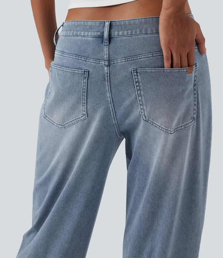 Halara Flex Mid Rise Straight Leg Casual Jeans with Pockets