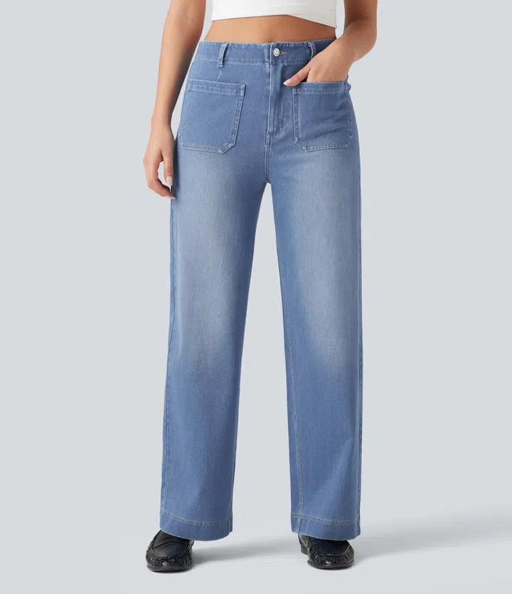 Halara Flex High Waisted Straight Leg Casual Jeans with Pockets