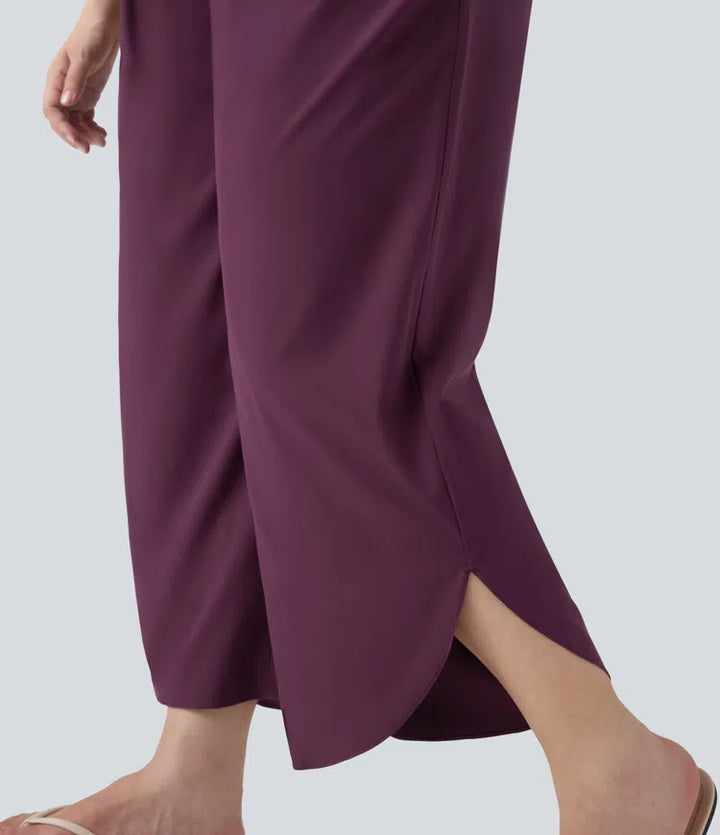 Plus Size Breezeful High Waisted Tummy Control Hem Quick Dry Pants with Pockets