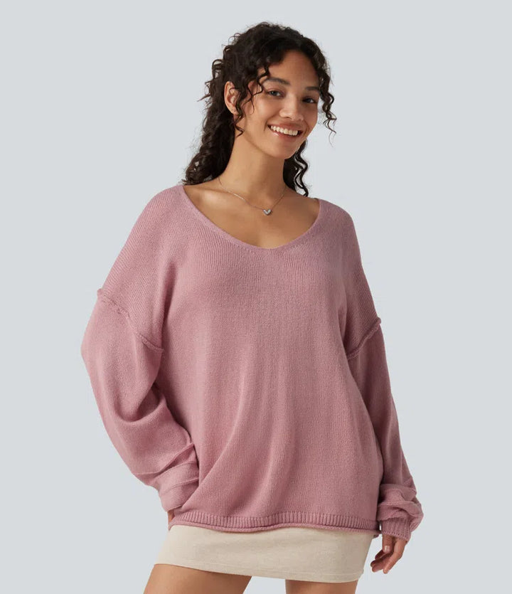 V Neck Long Sleeve Casual Sweater