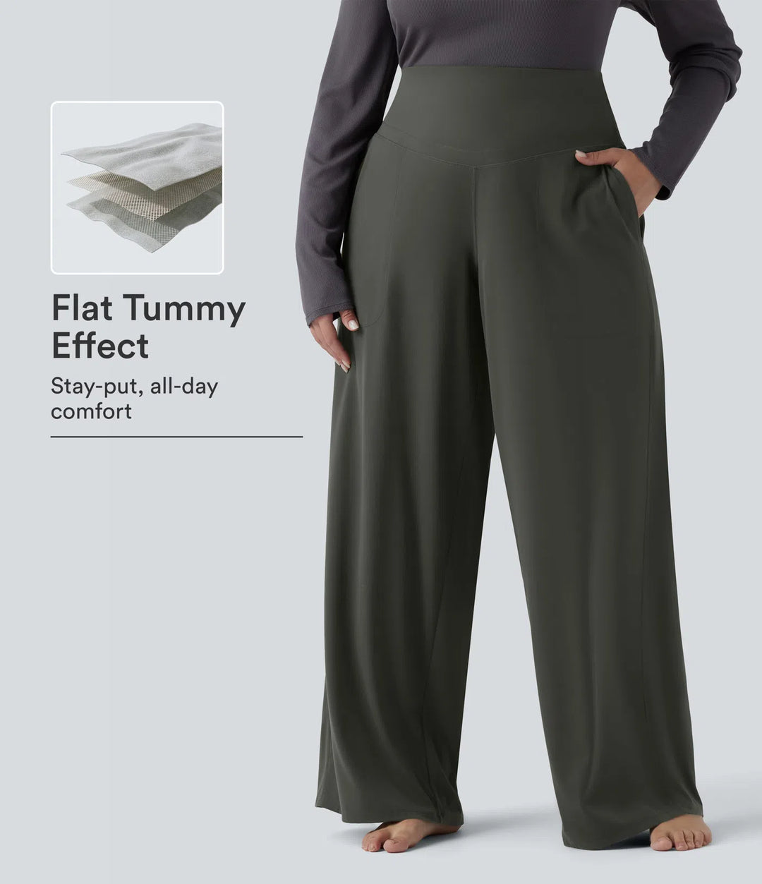 Halara UltraSculpt High Waisted Tummy Control Straight Leg Yoga Plus Size Pants with Pockets