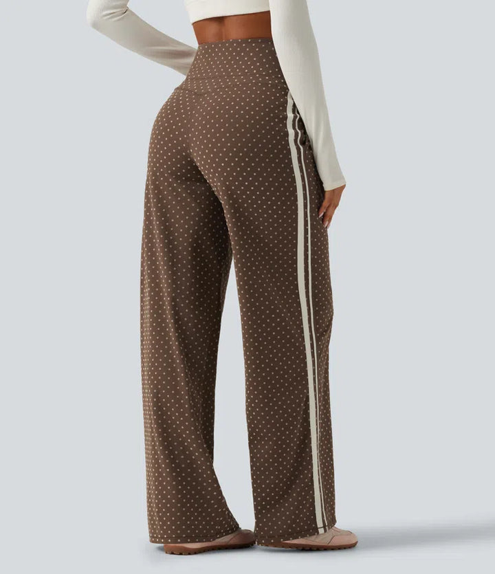 Halara UltraSculpt Flocked High Waisted V Shaped Tummy Control Straight Leg Polka Dot Yoga Pants with Pockets