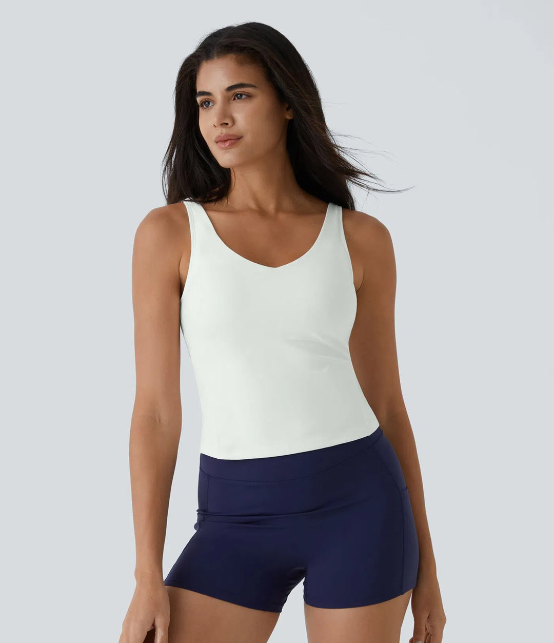 SoftlyZero Plush Padded V Neck Plain Tank Top