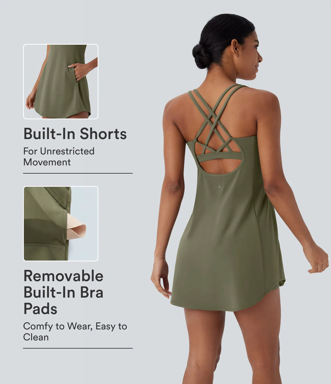 SoftlyZero Plush Cut Out Pocket 2-Piece Mini Yoga Active Dress