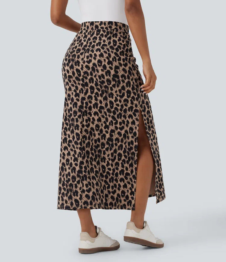 Halara UltraSculpt Leopard Print High Waisted Split Maxi Casual Skirt