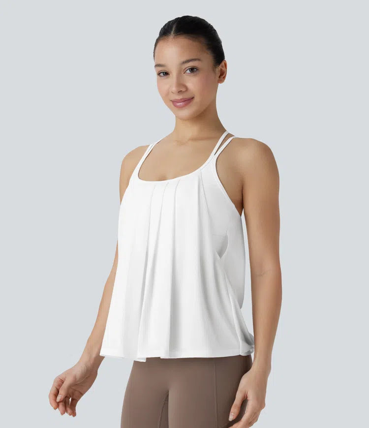 Double Straps Pleated Quick Dry Yoga Cami Top