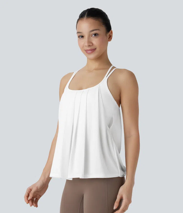 Double Straps Pleated Quick Dry Yoga Cami Top