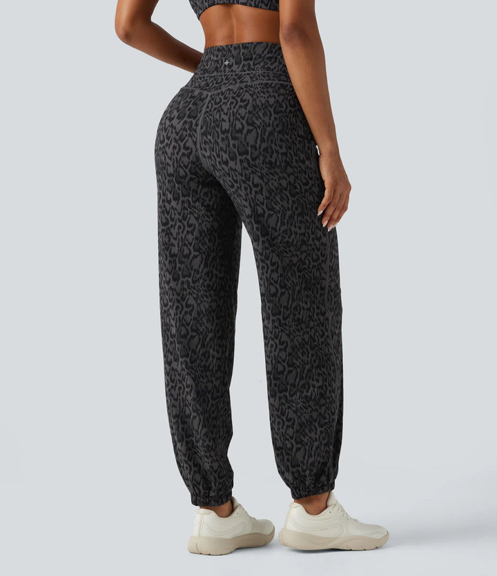 Halara UltraSculpt Leopard Print High Waisted Tummy Control Yoga Joggers with Pockets