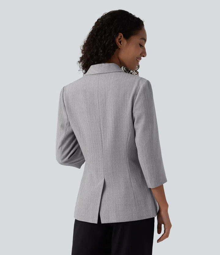 Shawl Collar 3/4 Sleeve Work Blazer with Pockets