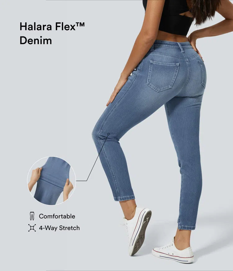Halara Flex Mid Low Rise Zipper Pockets Casual Skinny Jeans