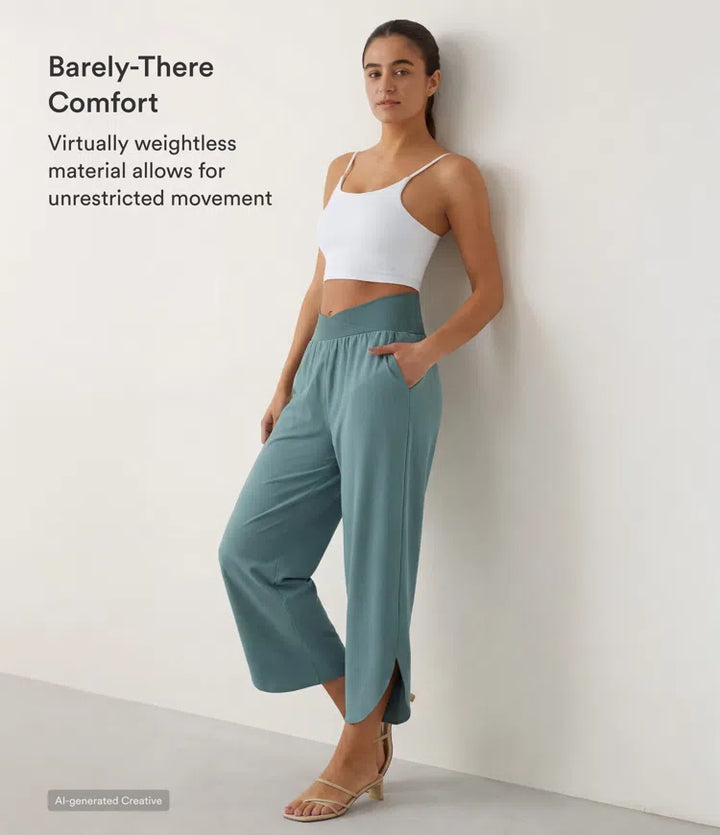 Breezeful High Waisted Crossover Quick Dry Resort Pants with Pockets