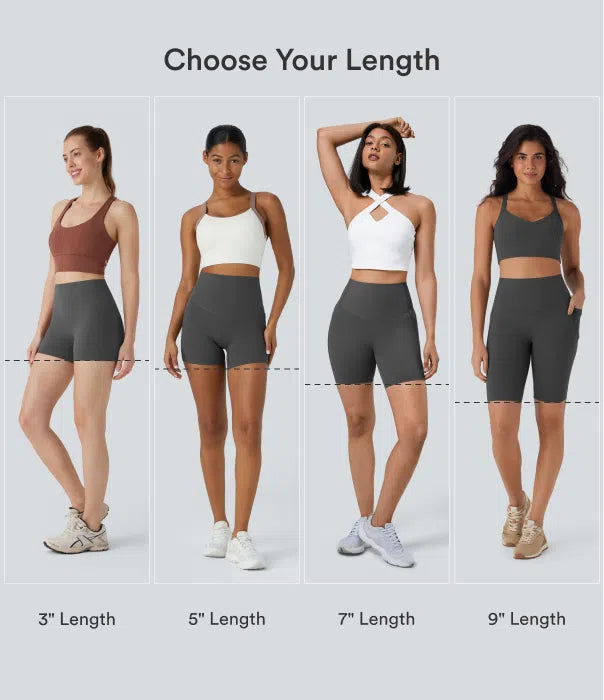 Halara UltraSculpt High Waisted Tummy Control Pocket Shaping Training Biker Shorts 9&