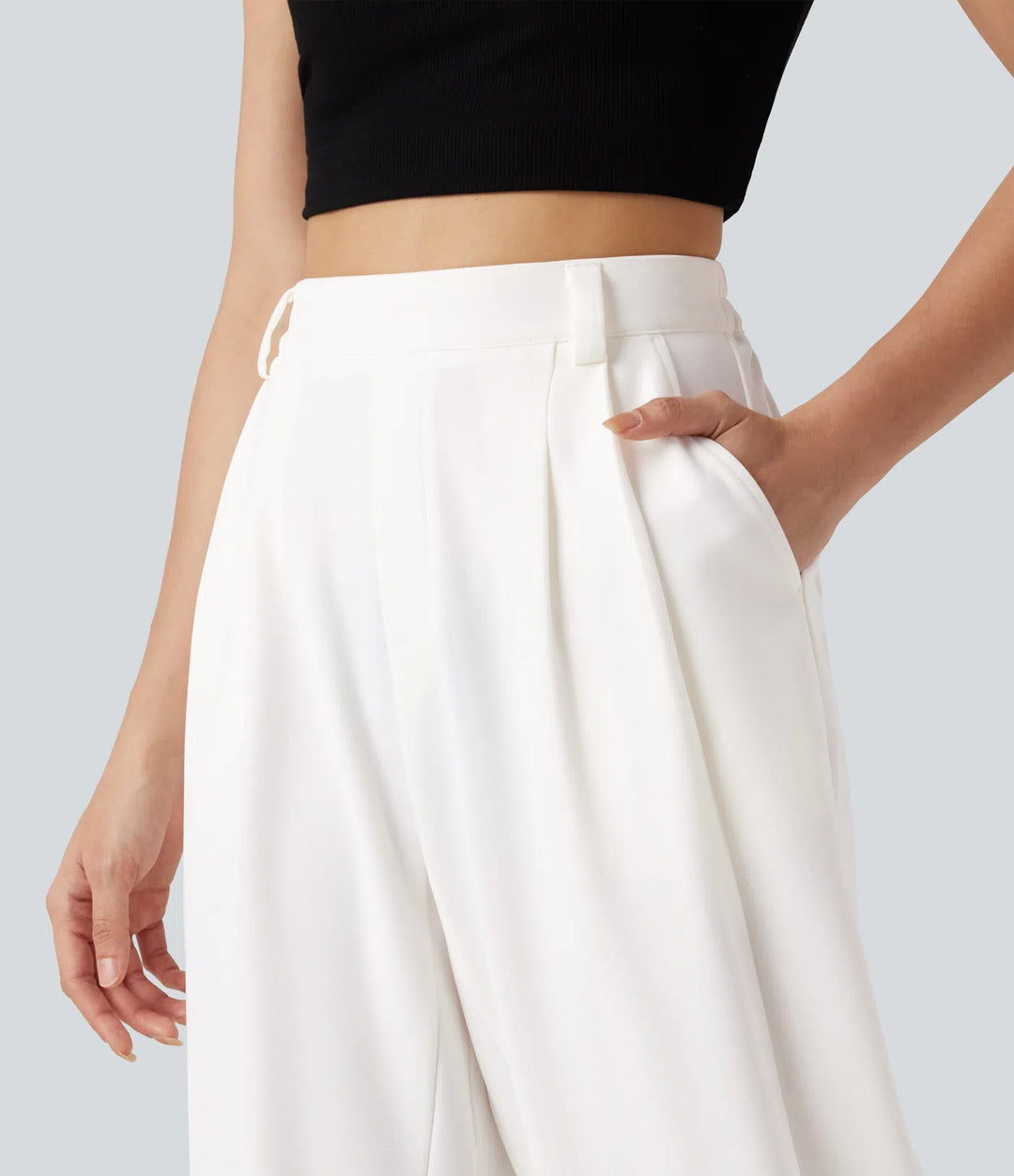 High-waisted Barrel Leg Baggy Work Pants with Pockets