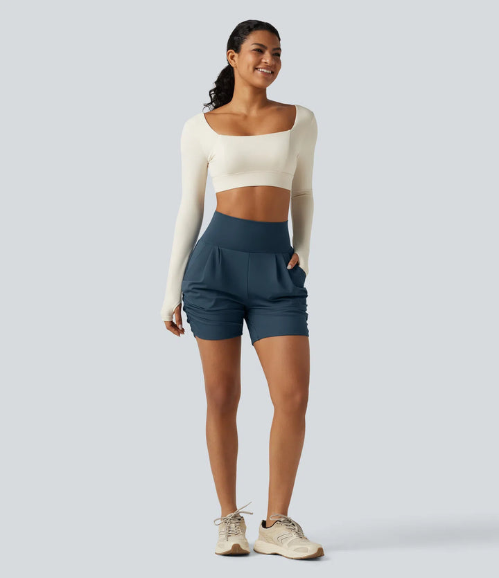 SoftlyZero Airy High Waisted Ruched InstantCool Yoga Shorts 5&