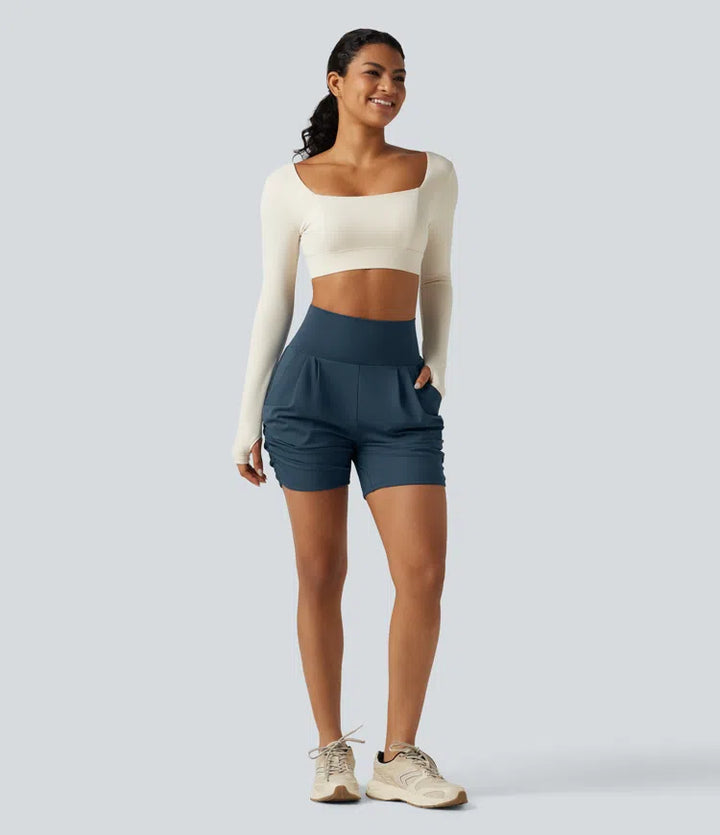 SoftlyZero Airy High Waisted Ruched InstantCool Yoga Shorts 5&