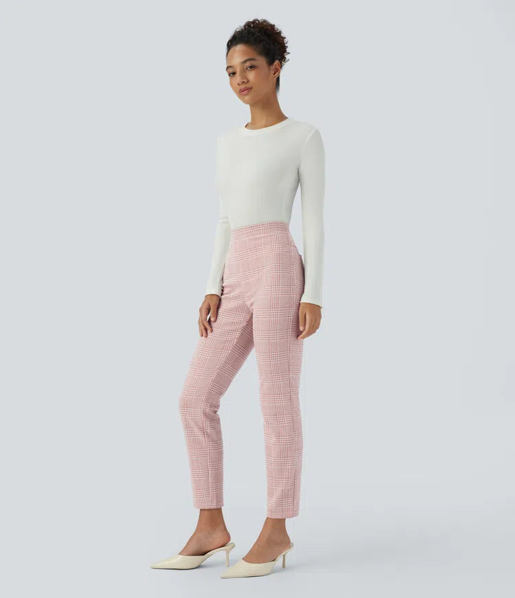 Halara Flex High Waisted Pocket Houndstooth Plaid Skinny Work Pants
