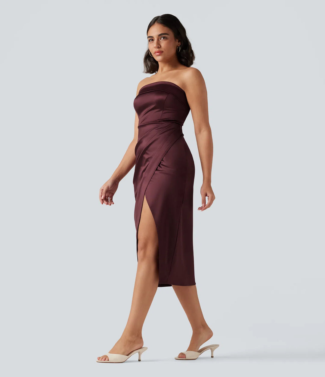 Tube 2-in-1 Bodycon Satin Midi Party Dress