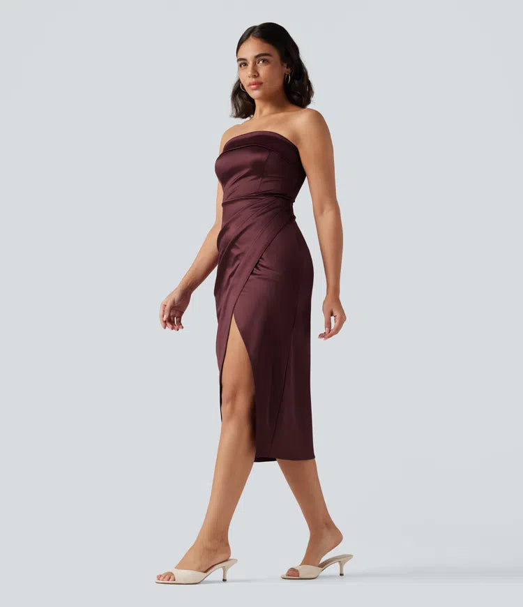 Tube 2-in-1 Bodycon Satin Midi Party Dress