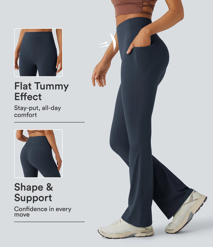 Halara UltraSculpt High Waisted Tummy Control Pocket Shaping Yoga Bootcut Leggings