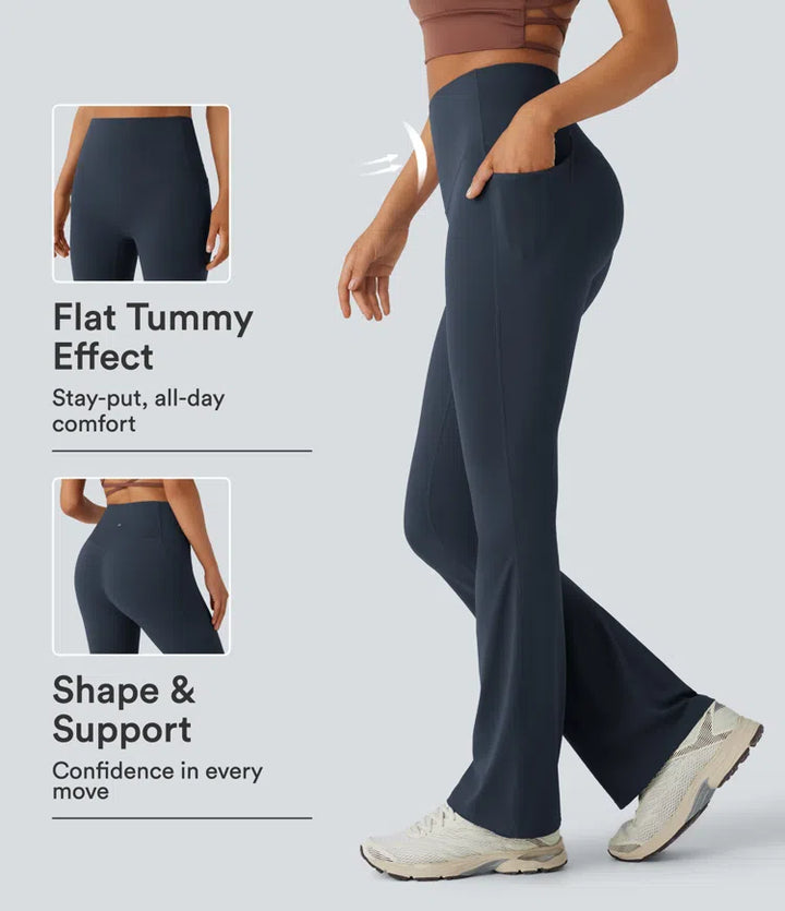 Halara UltraSculpt High Waisted Tummy Control Pocket Shaping Yoga Bootcut Leggings