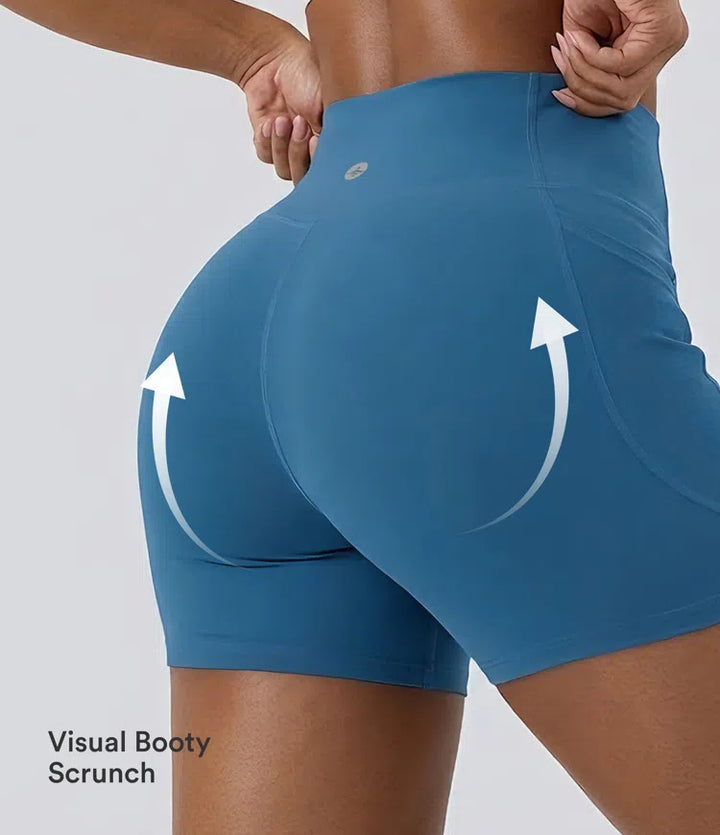 Halara UltraSculpt High Waisted Tummy Control Side Pocket Shaping Training Biker Shorts 5&