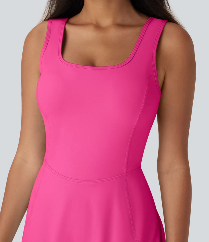SoftlyZero Airy U Neck 2-in-1 Pocket Mini InstantCool Dance Active Dress-Easy Peezy