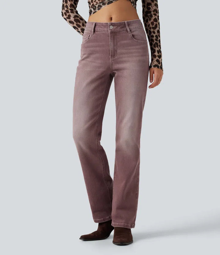 Low Rise Bootcut Colorful Casual Jeans with Pockets