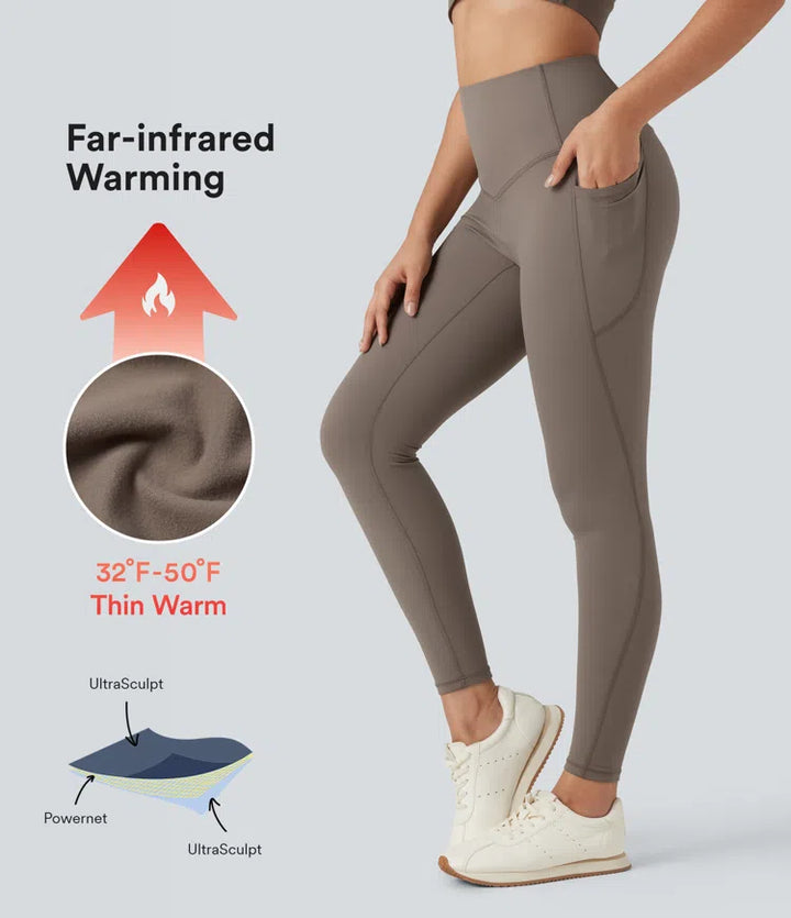 Halara Ultrasculpt Heat High Waisted Tummy Control Fleece Yoga Leggings with Pockets