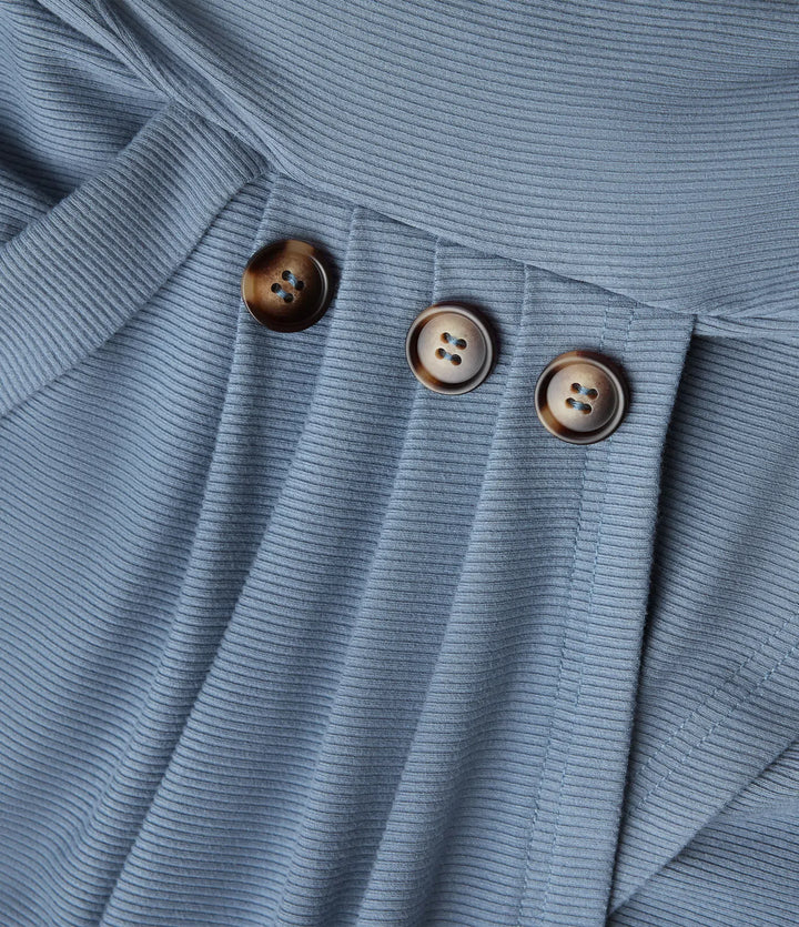 Ribbed Knit V-neck Crossover Long Sleeve Work Top