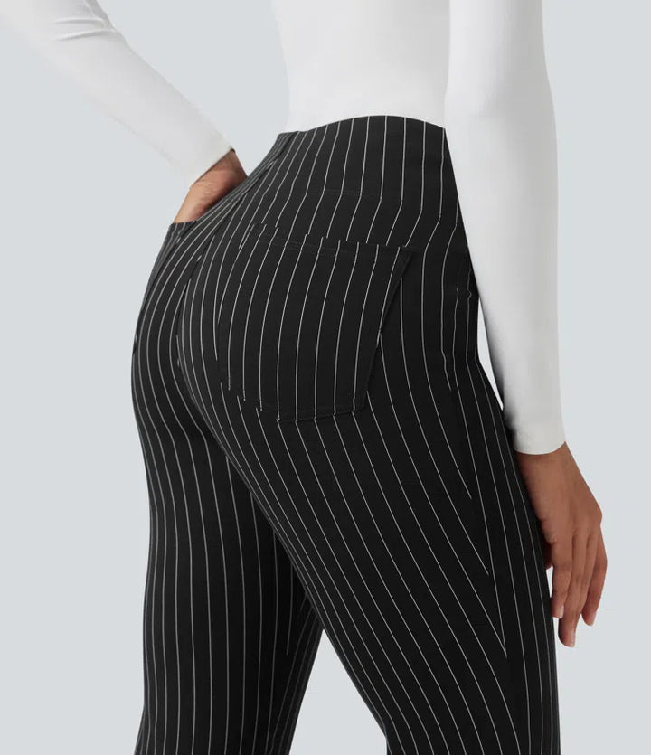 Halara Flex High Waisted Striped Work Flare Pants with Pockets